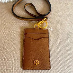 $128 NEW with TAG Tory Burch Emerson Leather ID Lanyard with Keyring